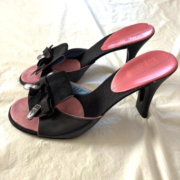 Cole Haan Rare G Series Bows Nike lab Black Pink Heeled Slip Ons SZ 9.5 B NWOT - Picture 14 of 14